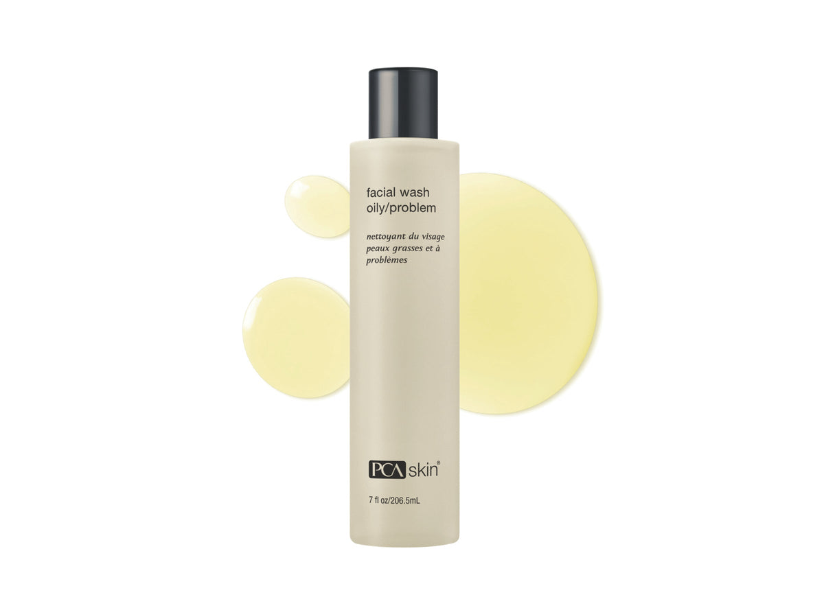 PCA Skin Facial Wash for Oily and Problem Skin 7oz bottle with texture swatch
