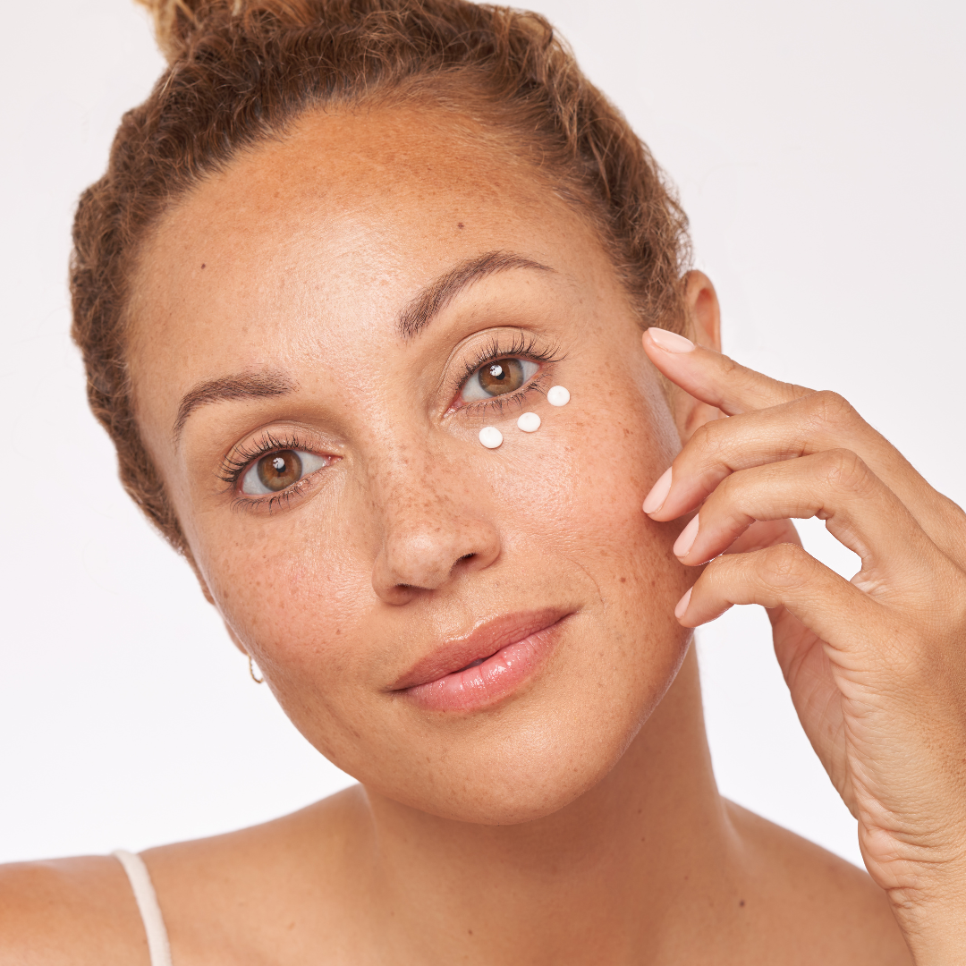 Alastin Restorative Eye Treatment with TriHex 0.5oz applied under model eyes